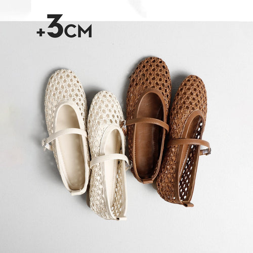 Damen elegante Ballerinas mit luftiger WNord Taschenstruktur und zierlichem Riemchen