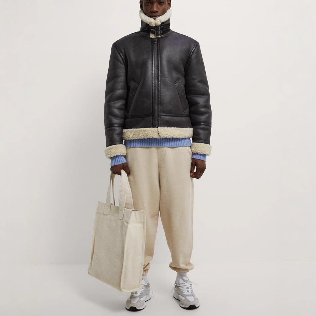 Herren Gefütterte Fliegerjacke im Aviator‑Stil mit Teddyfutter Nord Taschen