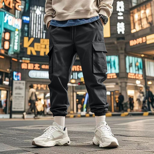 Herren Tapered Cargo-Jogginghose mit Kordelzug, aufgesetzten Klappentaschen und elastischen Bündchen Nord Taschen