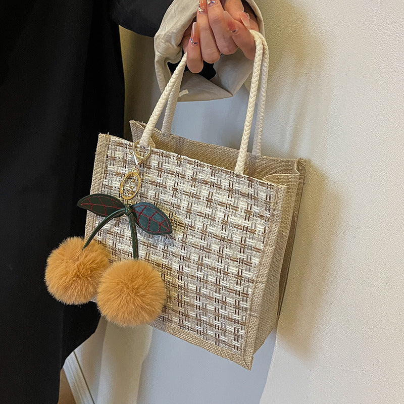 Damen Jute-Strandtasche mit kunstvollem Gewebemuster Nord Taschen