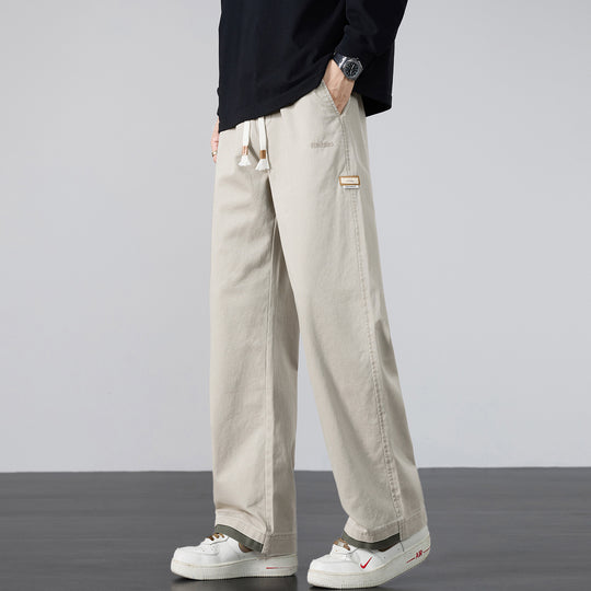 Herren Weite Baumwoll-Canvas-Hose im Wide‑Leg mit Kordelzugbund Nord Taschen