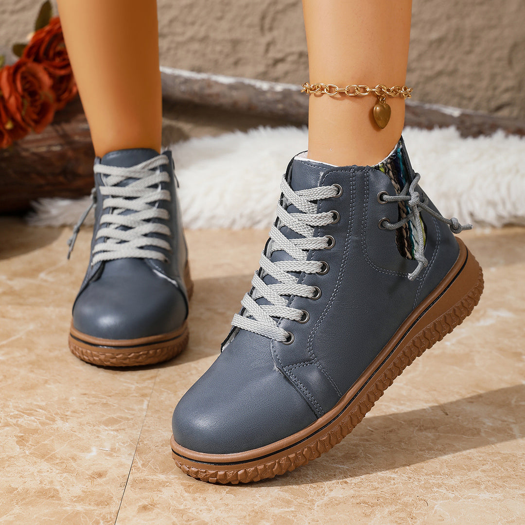 Damen nan gefütterte Schnürstiefelette mit Teddyfutter, seitlichem Reißverschluss und profilierter Gummisohle Nord Taschen