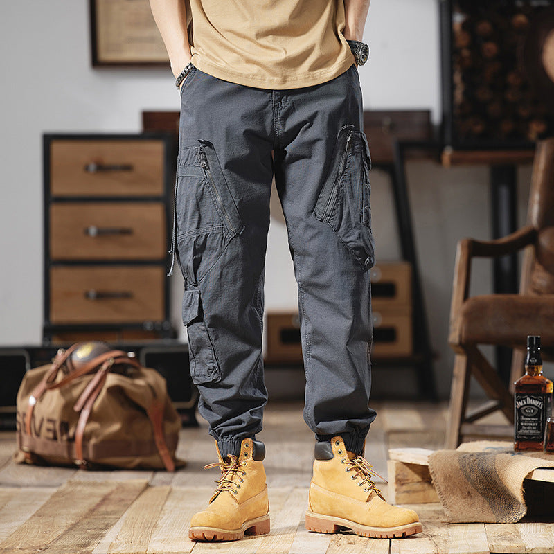 Herren Multitaschen-Cargohose mit Reißverschlusstaschen und elastischem Beinabschluss Nord Taschen