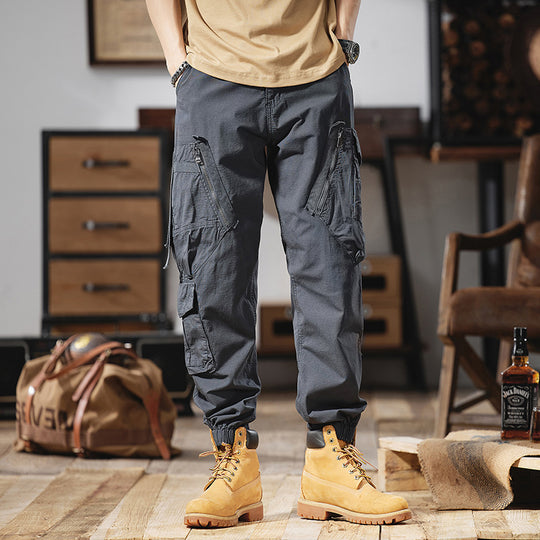 Herren Multitaschen-Cargohose mit Reißverschlusstaschen und elastischem Beinabschluss Nord Taschen
