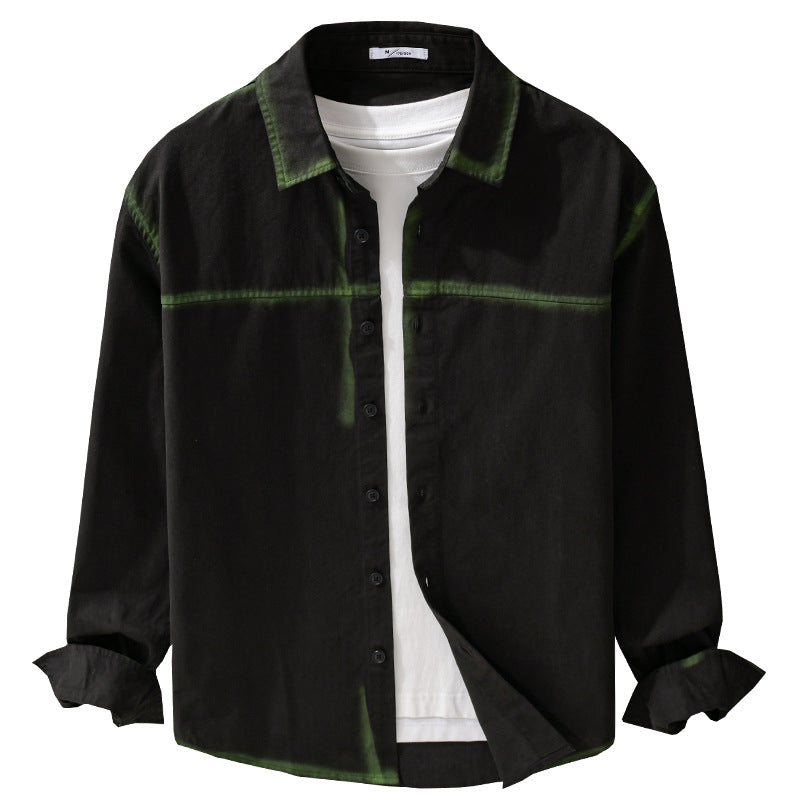 Herren Hemdjacke im Oversize-Stil mit verwaschenen Kanten und klassischem Kentkragen Nord Taschen