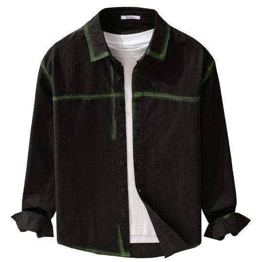 Herren Hemdjacke im Oversize-Stil mit verwaschenen Kanten und klassischem Kentkragen Nord Taschen