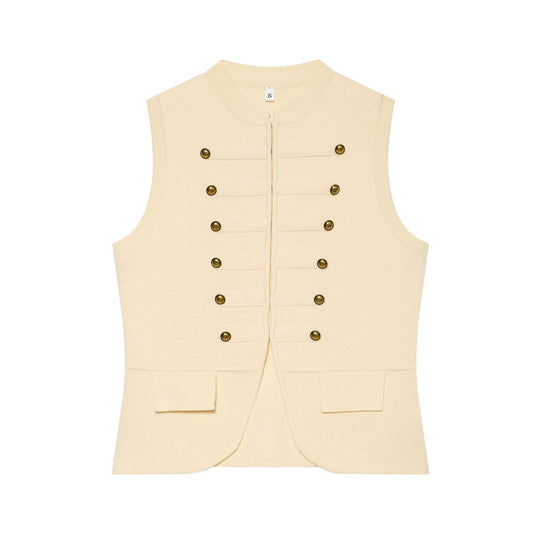 Damen Strickweste im Military‑Stil mit goldenen Zierknöpfen Nord Taschen