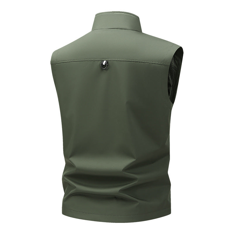 Herren Multifunktionale Outdoor-Utility-Weste mit mehreren Cargo-Taschen und Stehkragen Nord Taschen
