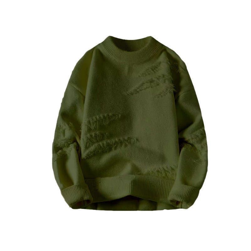 Damen Kurz geschnittener kuscheliger Strickpullover mit Fransen‑Einsätzen und Stehkragen Nord Taschen