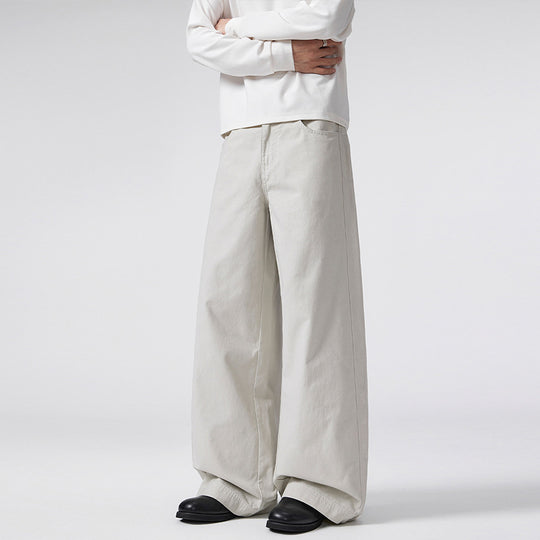 Damen Hochgeschnittene Extraweite Palazzo-Hose aus Baumwoll‑Twill mit bodenlanger Silhouette Nord Taschen