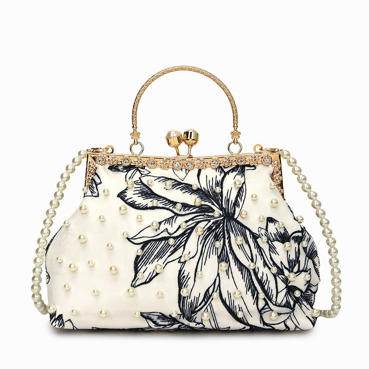 Damen Clutch-Tasche mit perlverziertem Blumenmuster und elegantem Metallverschluss Nord Taschen