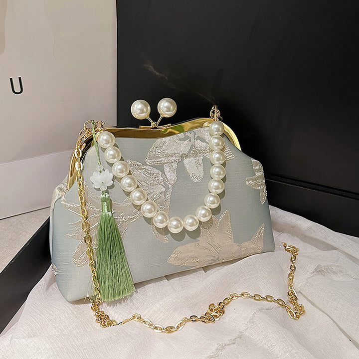Damen elegante Clutch mit Perlenschmuck Nord Taschen
