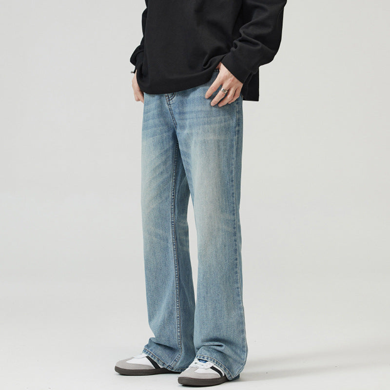 Herren Weite verwaschene Baggy-Jeans mit ausgestelltem Bein und verlängertem Saum Nord Taschen