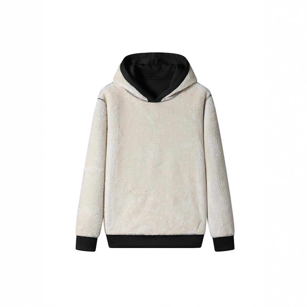Herren Kuscheliger Teddyfleece-Kapuzenpullover mit Sherpa-Futter und Kängurutasche Nord Taschen