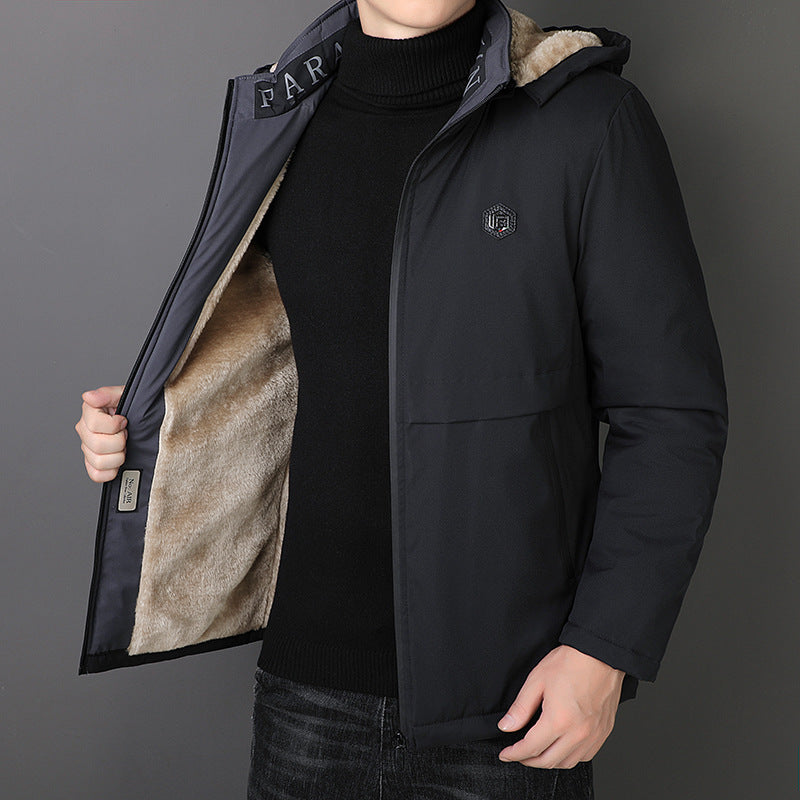 Herren Übergangsjacke mit Teddyfutter, winddichter Außenhülle und Kapuze Nord Taschen