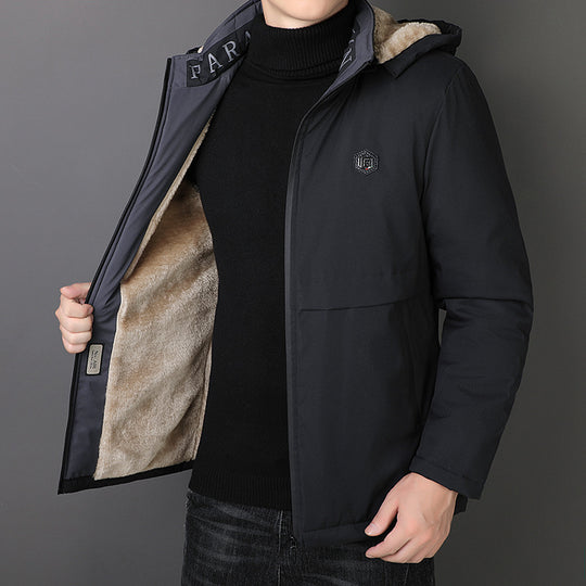 Herren Übergangsjacke mit Teddyfutter, winddichter Außenhülle und Kapuze Nord Taschen