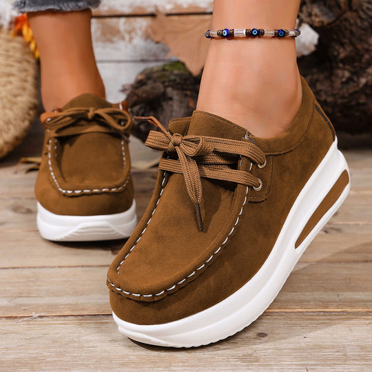 Damen Velours‑Mokassin‑Plateau‑Sneaker mit verstecktem Keil und gepolstertem Komfortfußbett Nord Taschen