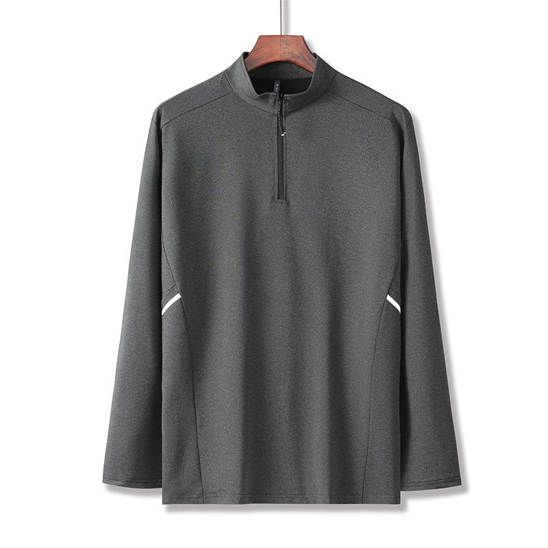 Herren Leichtes Sportliches Langarm-Poloshirt mit kurzem Reißverschluss und Stehkragen Nord Taschen