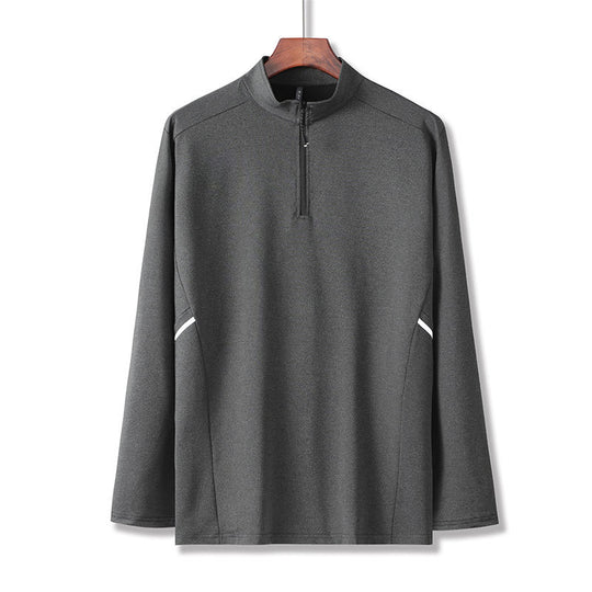 Herren Leichtes Sportliches Langarm-Poloshirt mit kurzem Reißverschluss und Stehkragen Nord Taschen
