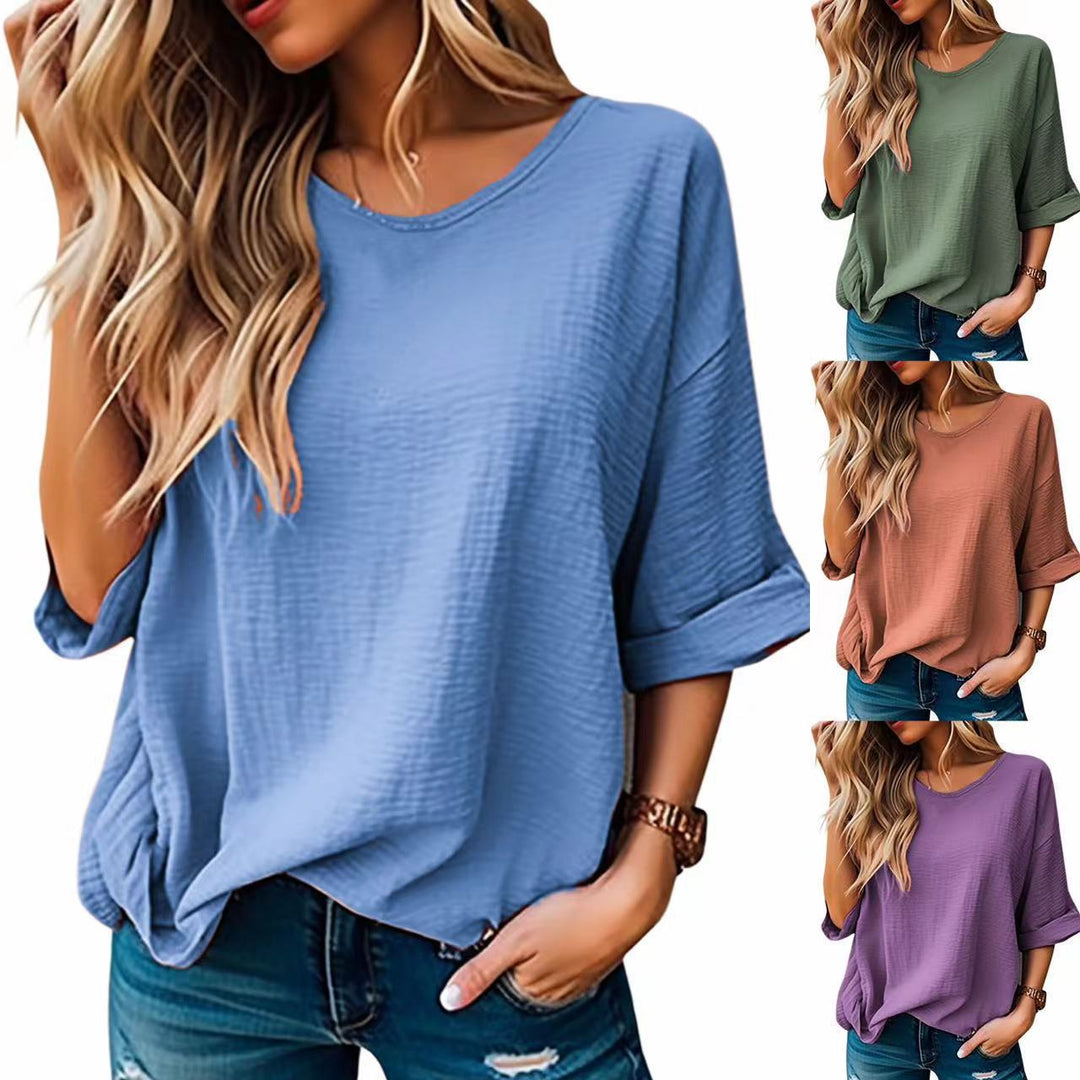 Damen lässiges Oversized T-Shirt mit modischem Strukturdesign