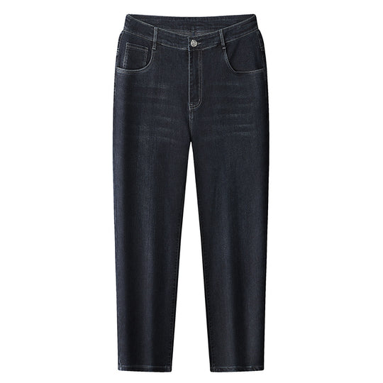 Damen Hochtaillierte Slim-Ankle-Jeans mit elastischem Bund und dezenter Used‑Waschung Nord Taschen
