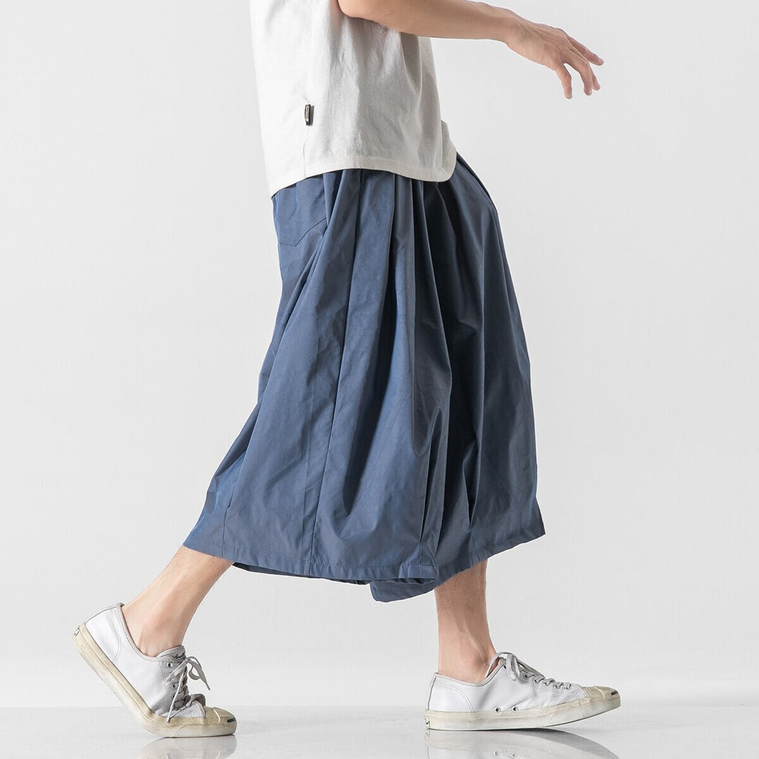Herren Weit geschnittene Culotte-Loungehose mit tiefem Schritt und elastischem Tunnelzug Nord Taschen