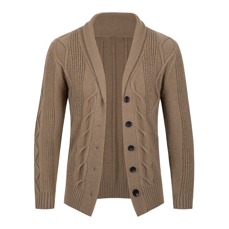 Herren Kabelstrick-Cardigan mit Schalkragen und Knopfleiste Nord Taschen