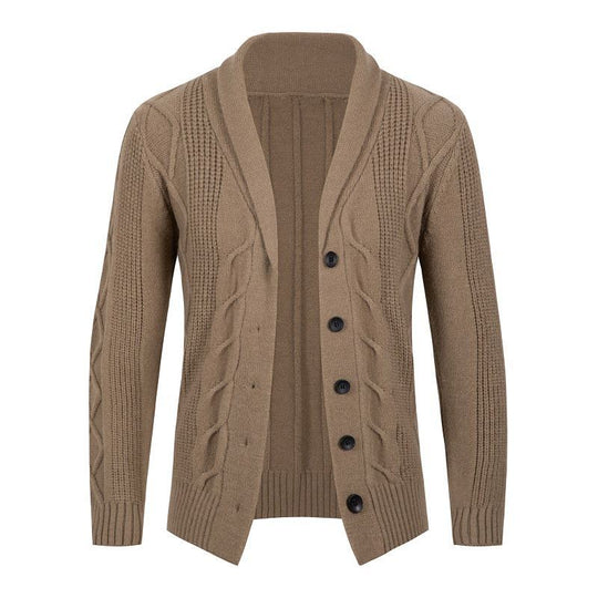 Herren Kabelstrick-Cardigan mit Schalkragen und Knopfleiste Nord Taschen