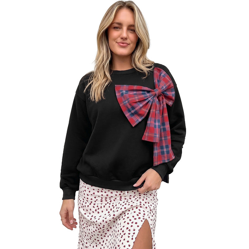 Damen Lässiger Pullover mit oversized Schleife Nord Taschen