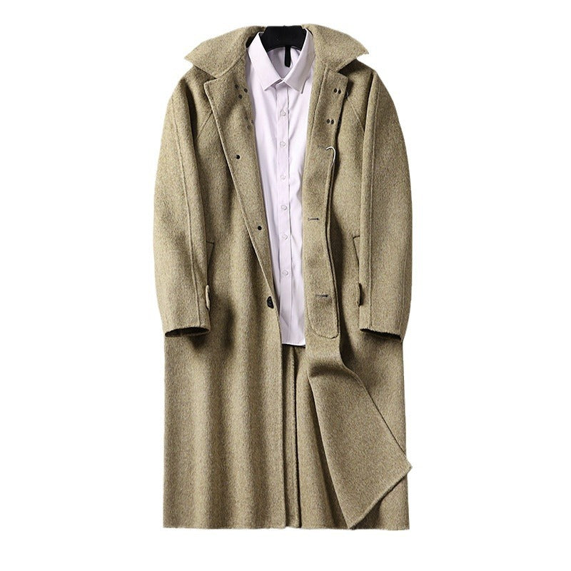 Herren Gerader Wollmix-Longcoat mit verdeckter Front und dekorativen Knebelverschlüssen Nord Taschen