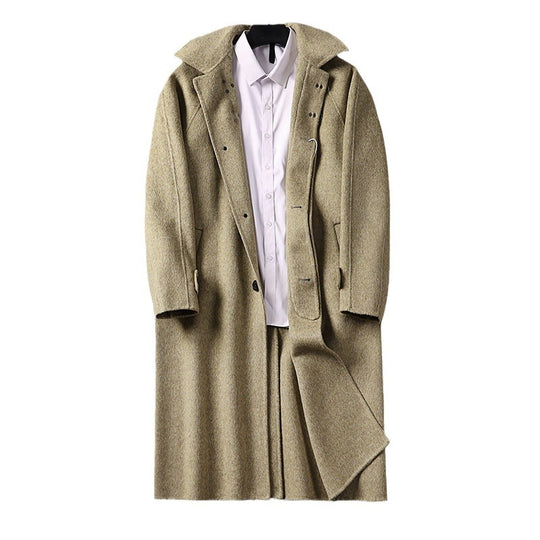 Herren Gerader Wollmix-Longcoat mit verdeckter Front und dekorativen Knebelverschlüssen Nord Taschen