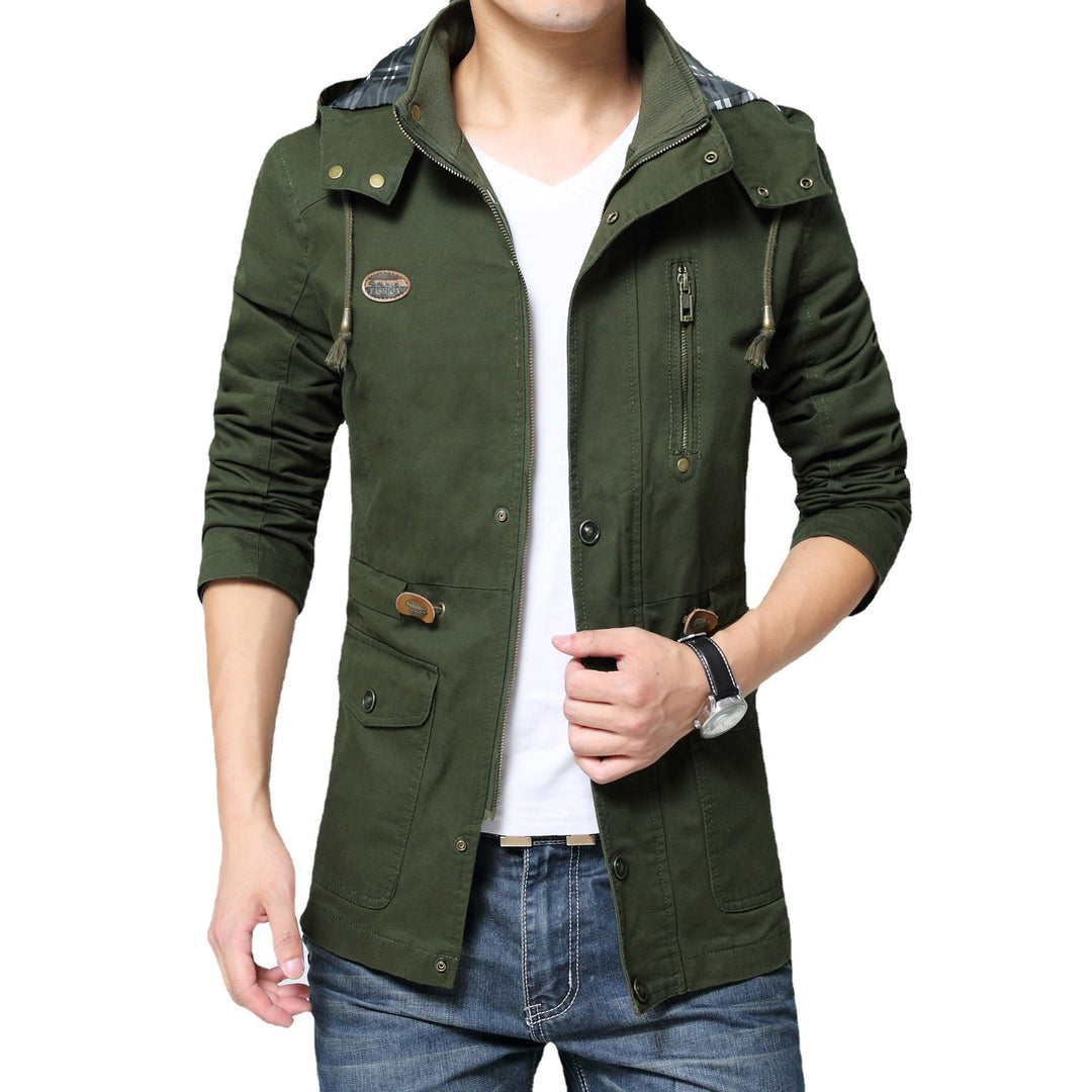 Herren Urbaner Baumwoll-Parka mit Tunnelzug, Brustreißverschluss und geripptem Innenkragen Nord Taschen