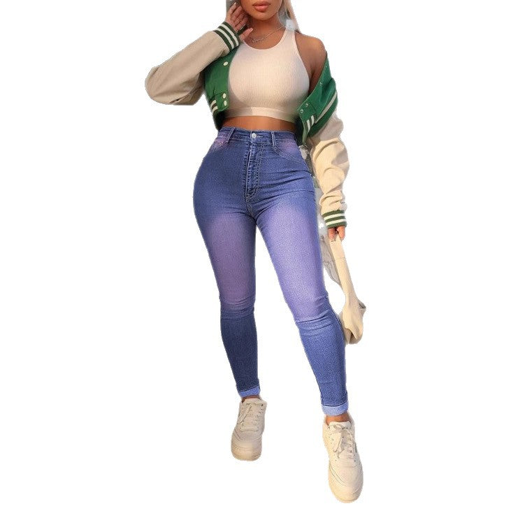 Damen Hochgeschnittene, figurformende Superstretch-Skinny-Jeans mit knöchellanger Passform Nord Taschen