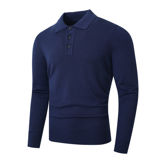 Herren Feinstrick-Poloshirt mit langem Arm und Dreiknopfleiste Nord Taschen