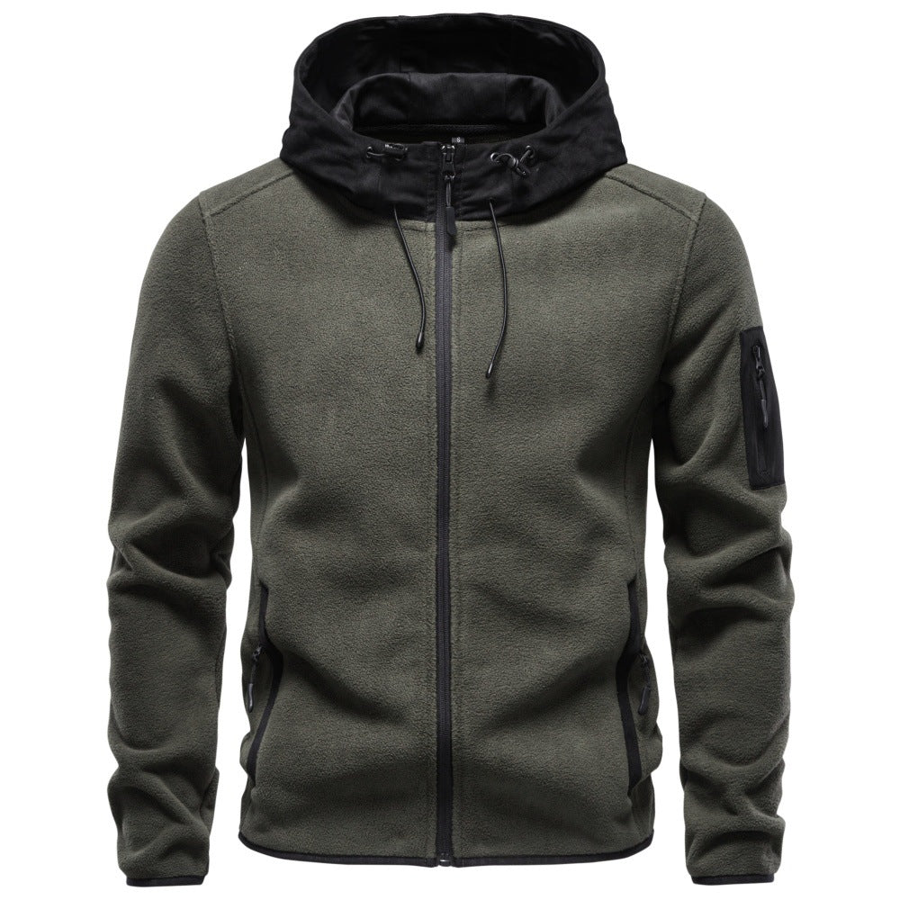 Herren Funktions-Fleecejacke mit Kapuze, Reißverschluss und Ärmel-Reißverschlusstasche Nord Taschen