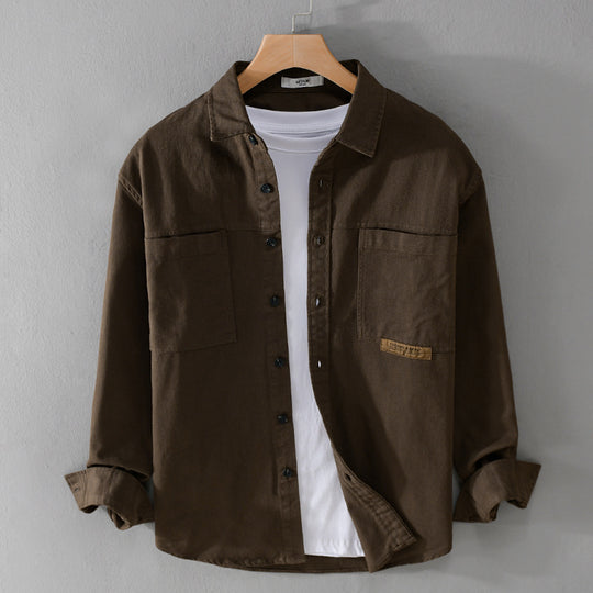 Herren Overshirt-Hemd aus strukturiertem Baumwoll-Twill mit aufgesetzten Brusttaschen und relaxed Fit Nord Taschen