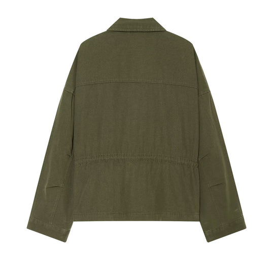 Damen Kurzgeschnittene Utility-Blousonjacke mit Stehkragen Pattentaschen und durchgehendem Reißverschluss Nord Taschen