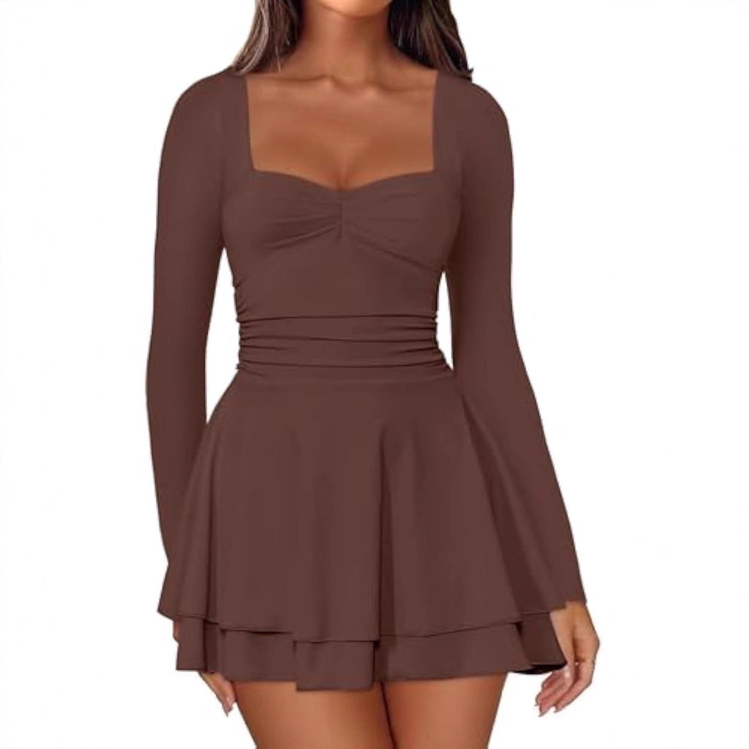 Damen Elegantes Kleid mit langen Ärmeln Nord Taschen