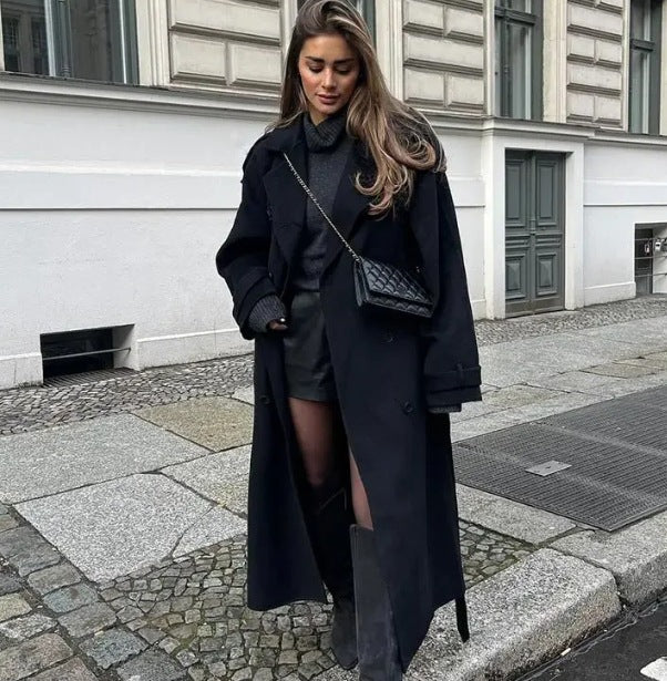 Damen 2200+ Wollmix‑Longmantel im Oversize‑Schnitt mit doppelreihiger Knopfleiste und verstellbaren Manschetten Nord Taschen