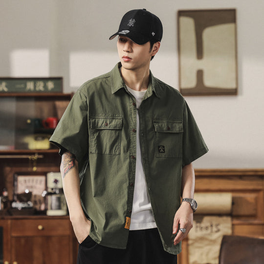 Herren Kurzarm-Fieldshirt im Overshirt-Look mit doppelten Brustklappen, verstärkten Nähten und gerundetem Saum Nord Taschen