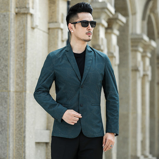 Herren Slim-Fit Sakko mit dezentem Allover‑Punktmuster Nord Taschen