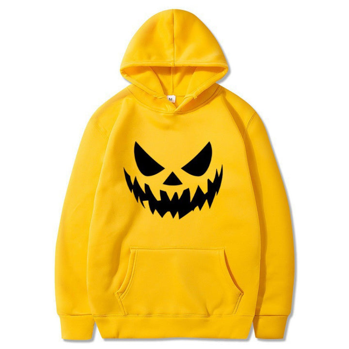 Unisex Kapuzenpullover mit gruseligem Kürbisgesicht-Print und Oversize Kängurutasche Nord Taschen