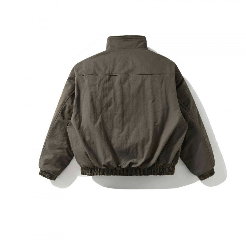 [Unisex Kurz geschnittene wattierte Bomberjacke mit Stehkragen, Reißverschluss und elastischem Saum] Nord Taschen