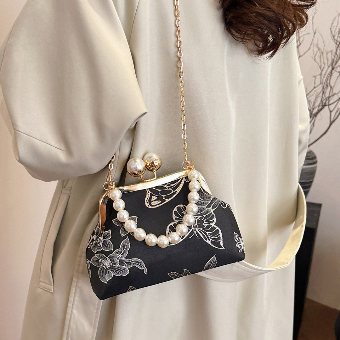 Damen elegante Abendtasche mit Perlenbesatz Nord Taschen