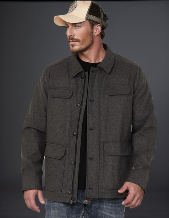 Herren Woll-Fieldjacke mit vier Pattentaschen und Hemdkragen Nord Taschen