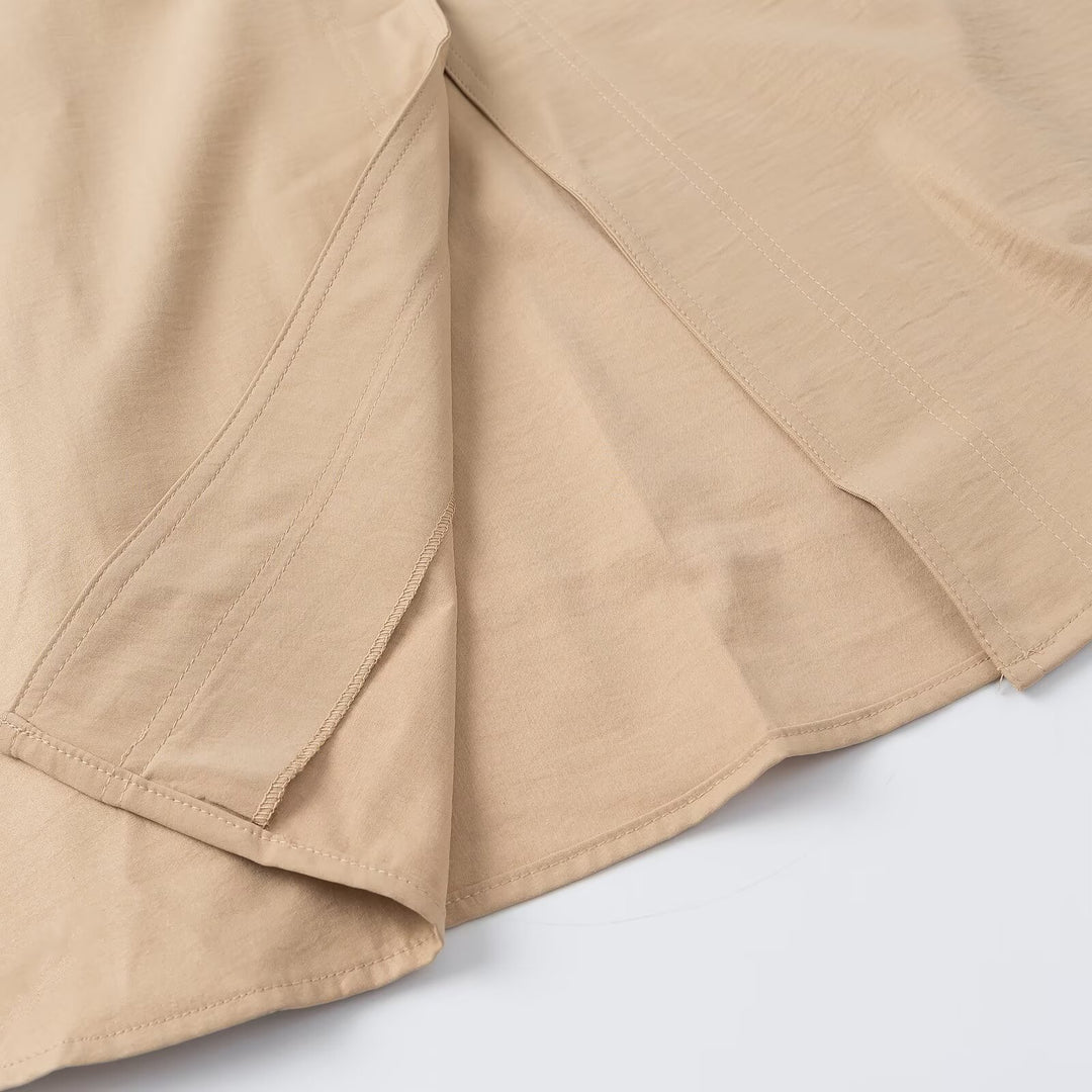 Damen Ärmelloses Hemdblusenkleid mit weitem A‑Linien‑Rock und Ziergürtel Nord Taschen