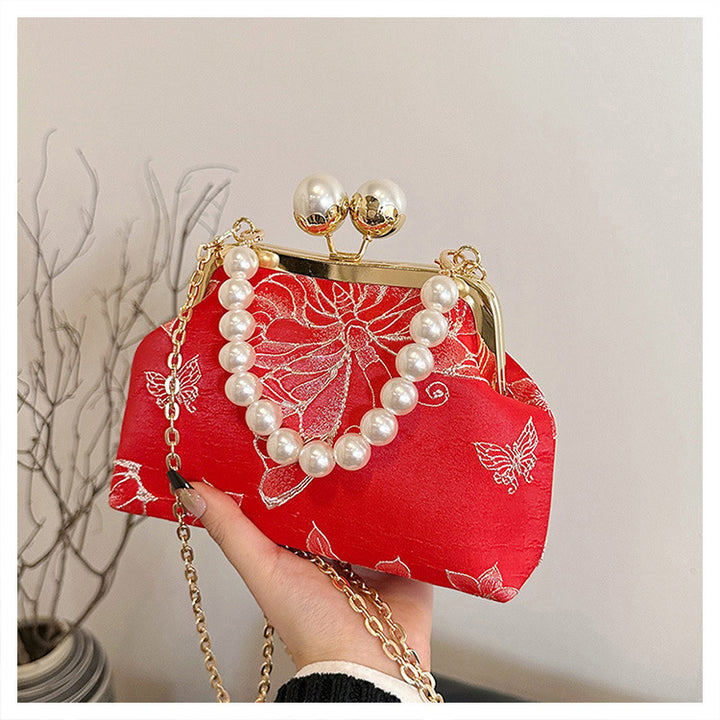 Damen elegante Abendtasche mit Perlenbesatz Nord Taschen
