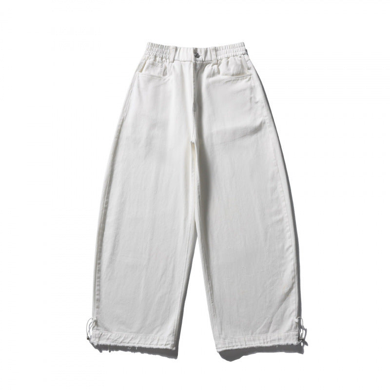 Damen Weite Highwaist-Ballonhose mit elastischem Bund, Eingrifftaschen und Kordelzugsaum Nord Taschen
