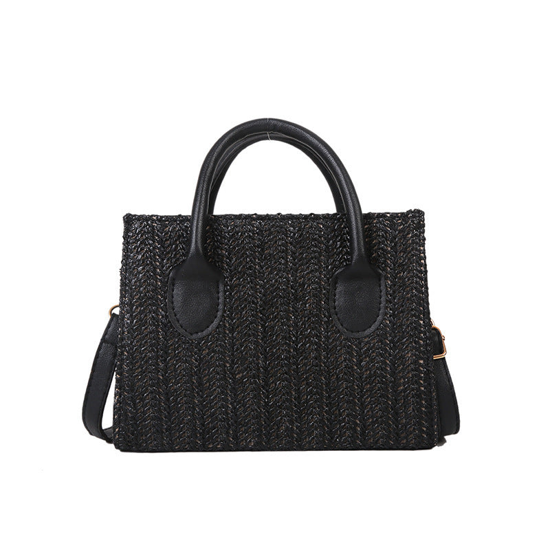 Damen elegante Strohtasche mit Lederakzenten Nord Taschen
