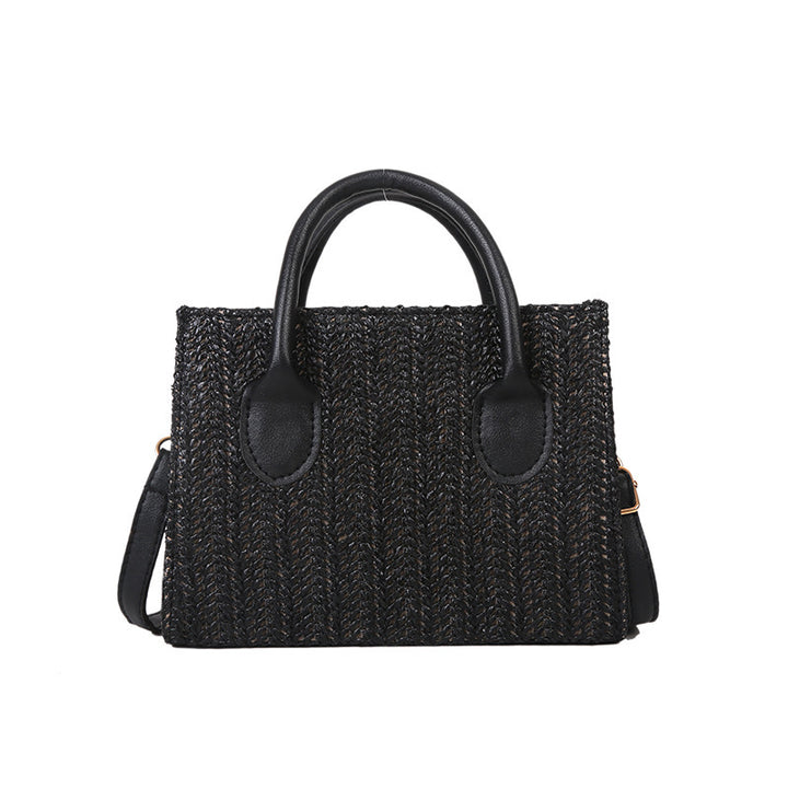Damen elegante Strohtasche mit Lederakzenten Nord Taschen